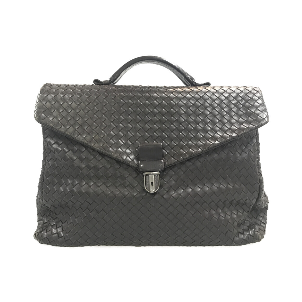 Bottega Veneta Intrecciato Woven Leather Briefcase Black